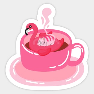 Funny Coffee and Tea Hot Tub Flamingo Sticker